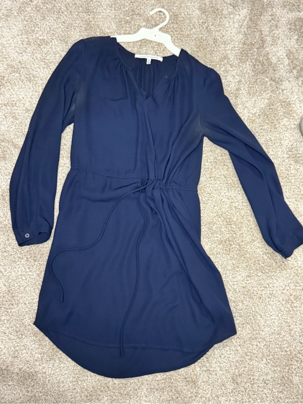 Collective Concepts Navy Long Sleeve Drawstring Waist Dress